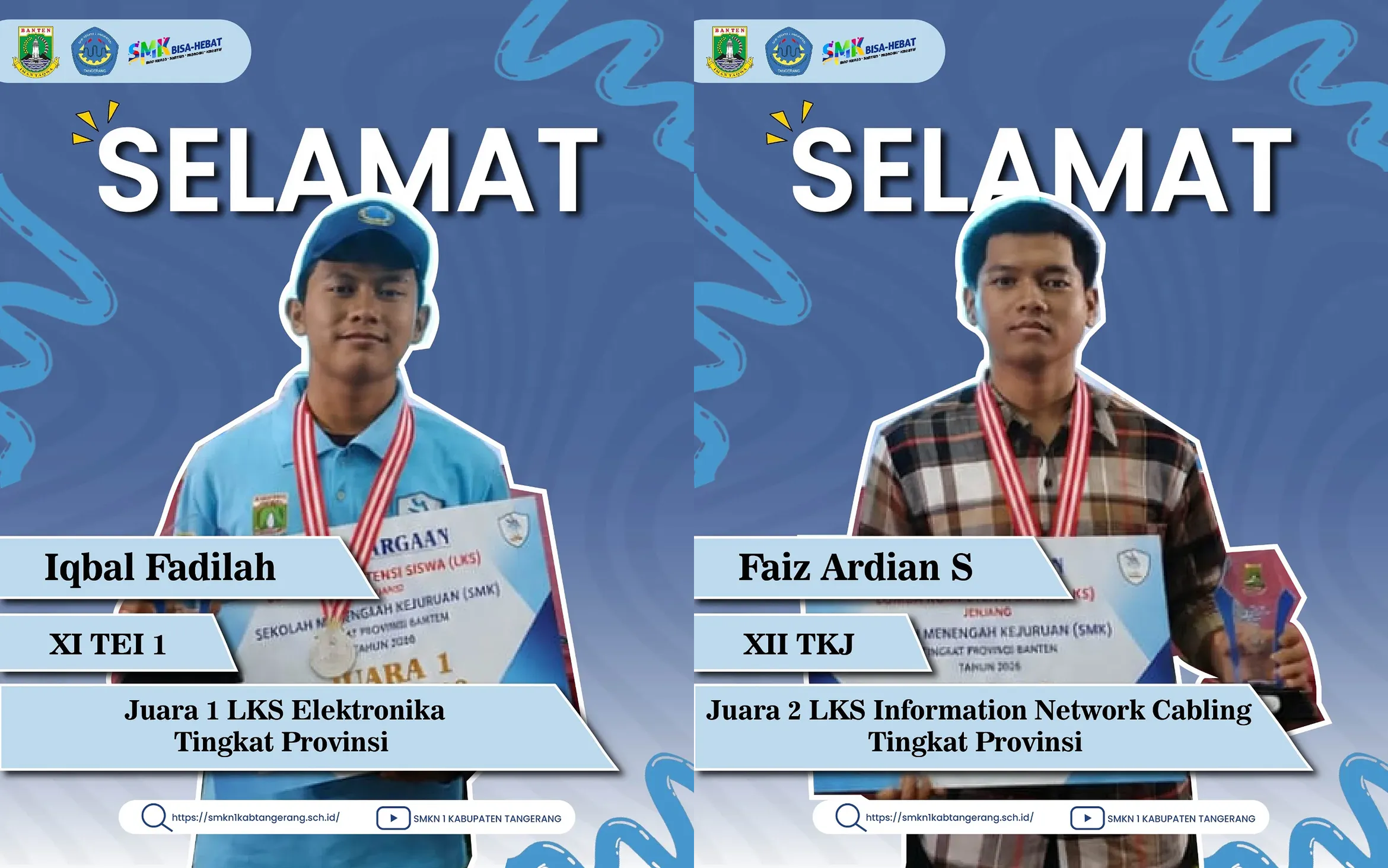 Borong Piala! Iqbal Fadilah dan Faiz Ardian S Sabet Juara di LKS Tingkat Provinsi Banten